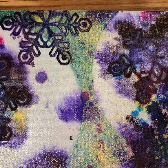 HANDCRAFTED Abstract Snowflake Colorful Painting HANDPAINTED Artwork Wall Decor